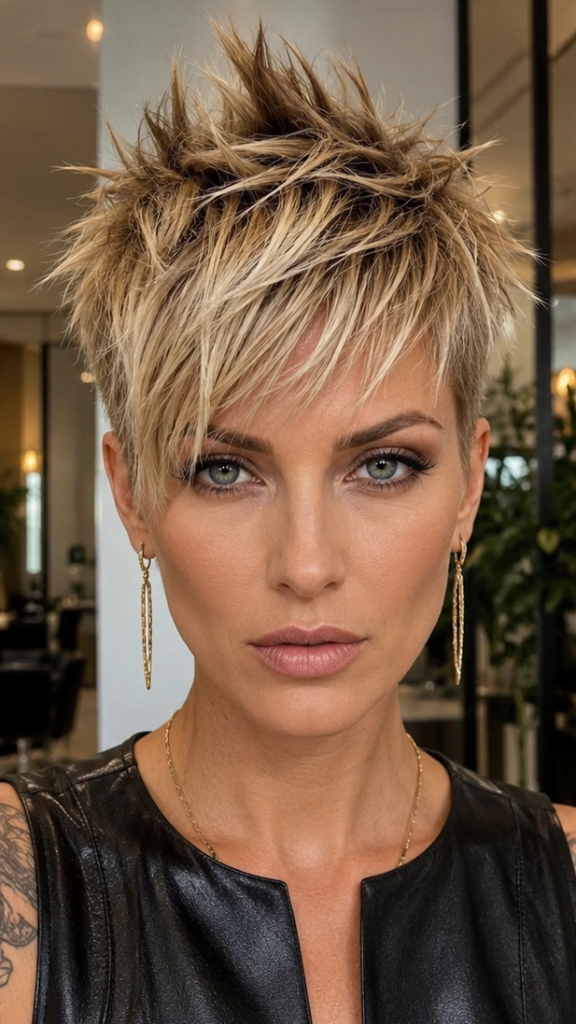 67 Cutest Ways to Get a Pixie Cut with Highlights for a Dimensional Crop Golden Vanilla Spike Hair