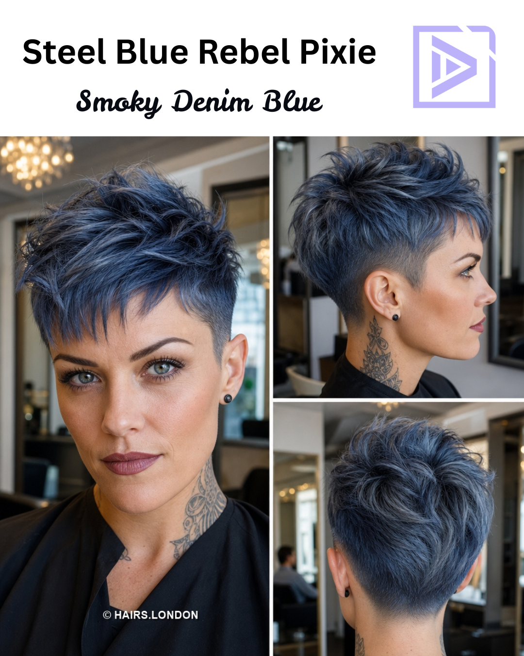 67 Cutest Ways to Get a Pixie Cut with Highlights for a Dimensional Crop Smoky Denim Blue Hair