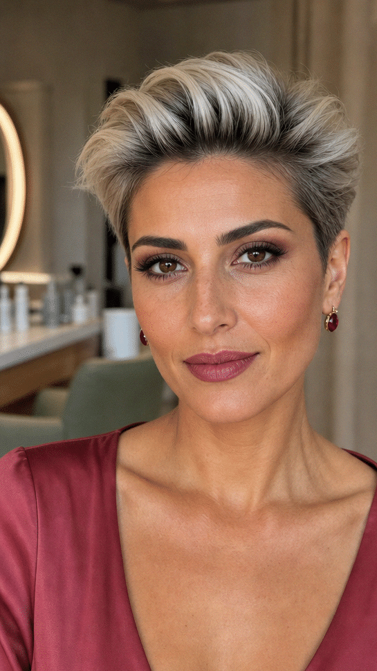 76 Cutest Ways to Get a Pixie Cut with Highlights for a Dimensional Crop Frosted Champagne Silver Hair