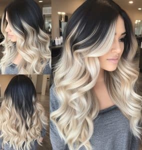 Black to Ash Blonde Ombre Hair