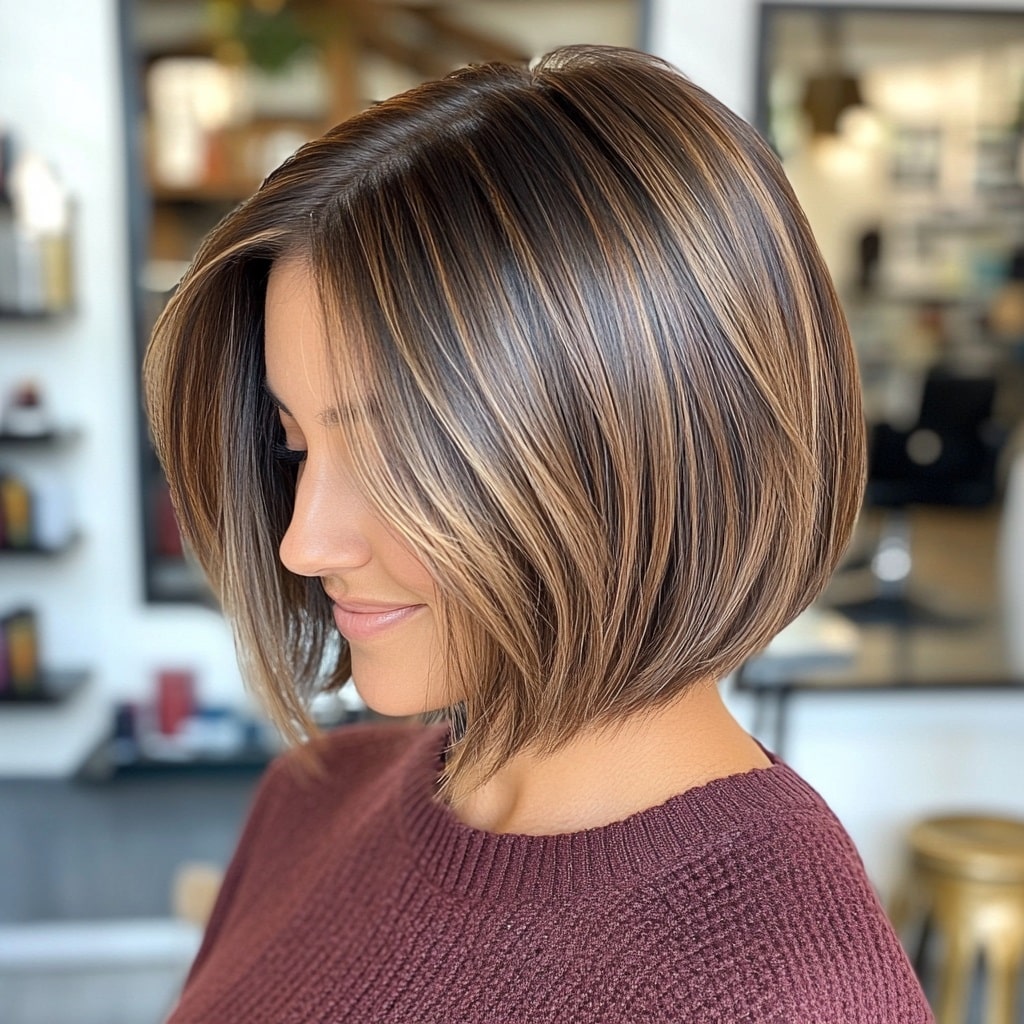 Blonde Balayage on Dark Brown Bob