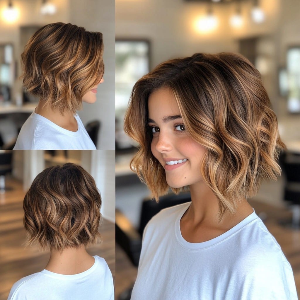 Bronde Balayage Wavy Bob