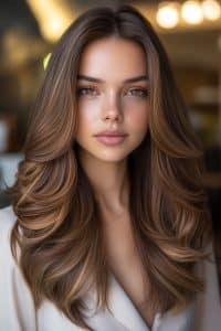 Caramel Brown Layers Hair