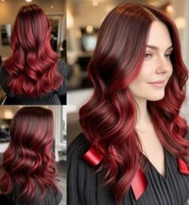 Crimson Wine Balayage Hair