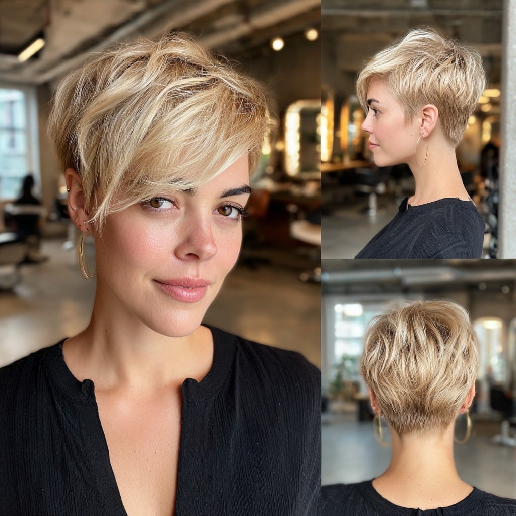 Dimensional Blonde Pixie Hair
