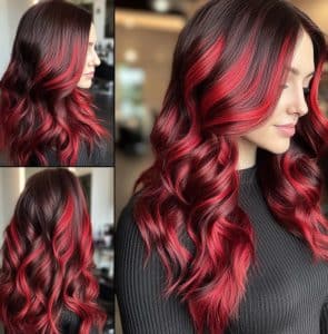 Fiery Red Balayage Hair