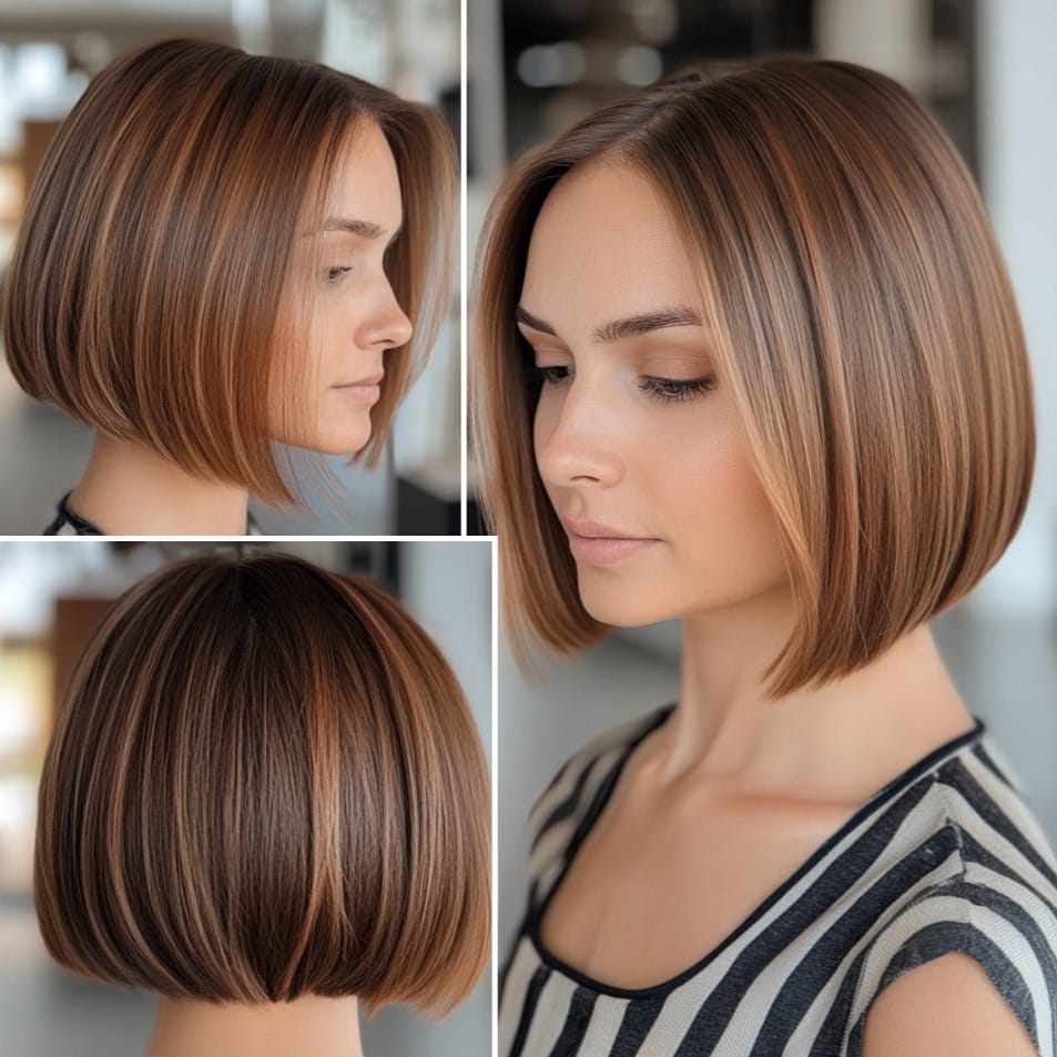 Glossy Light Brown Bob