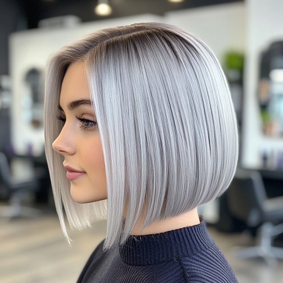 Icy Silver Sleek Bob
