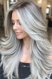 Platinum Silver Balayage Hair
