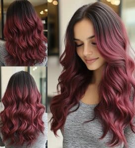 Raspberry Red Balayage Hair