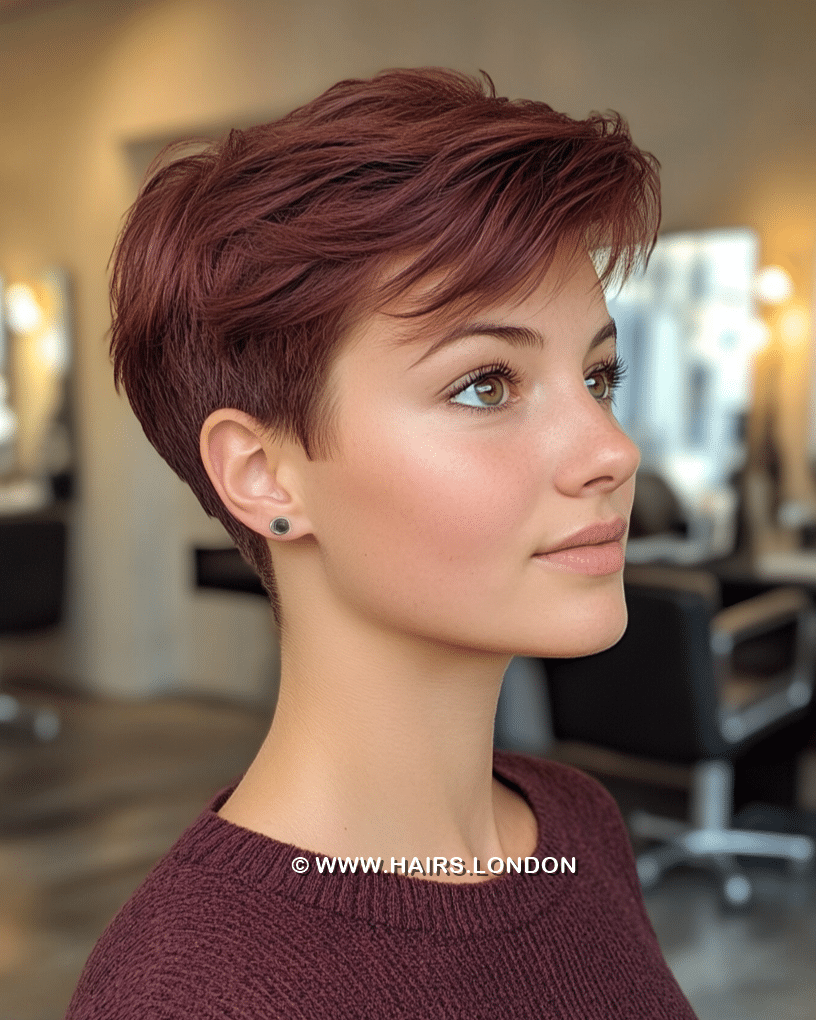 Rich Auburn Burgundy Pixie Hair