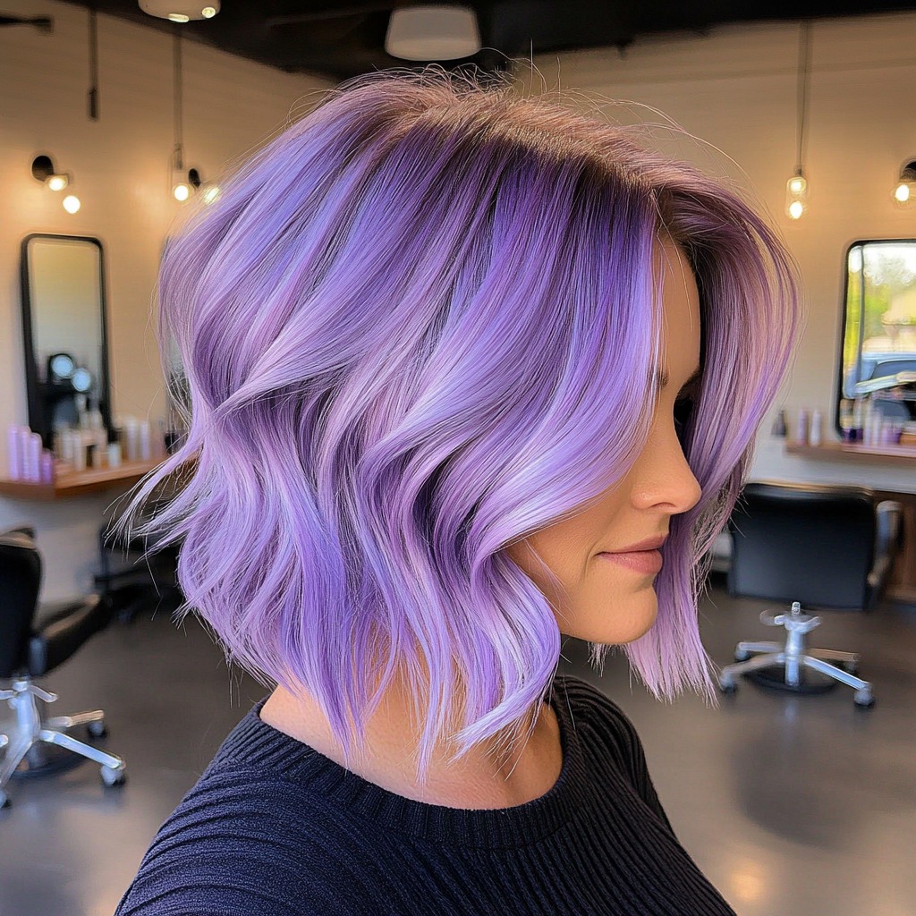Soft Lilac Wavy Bob
