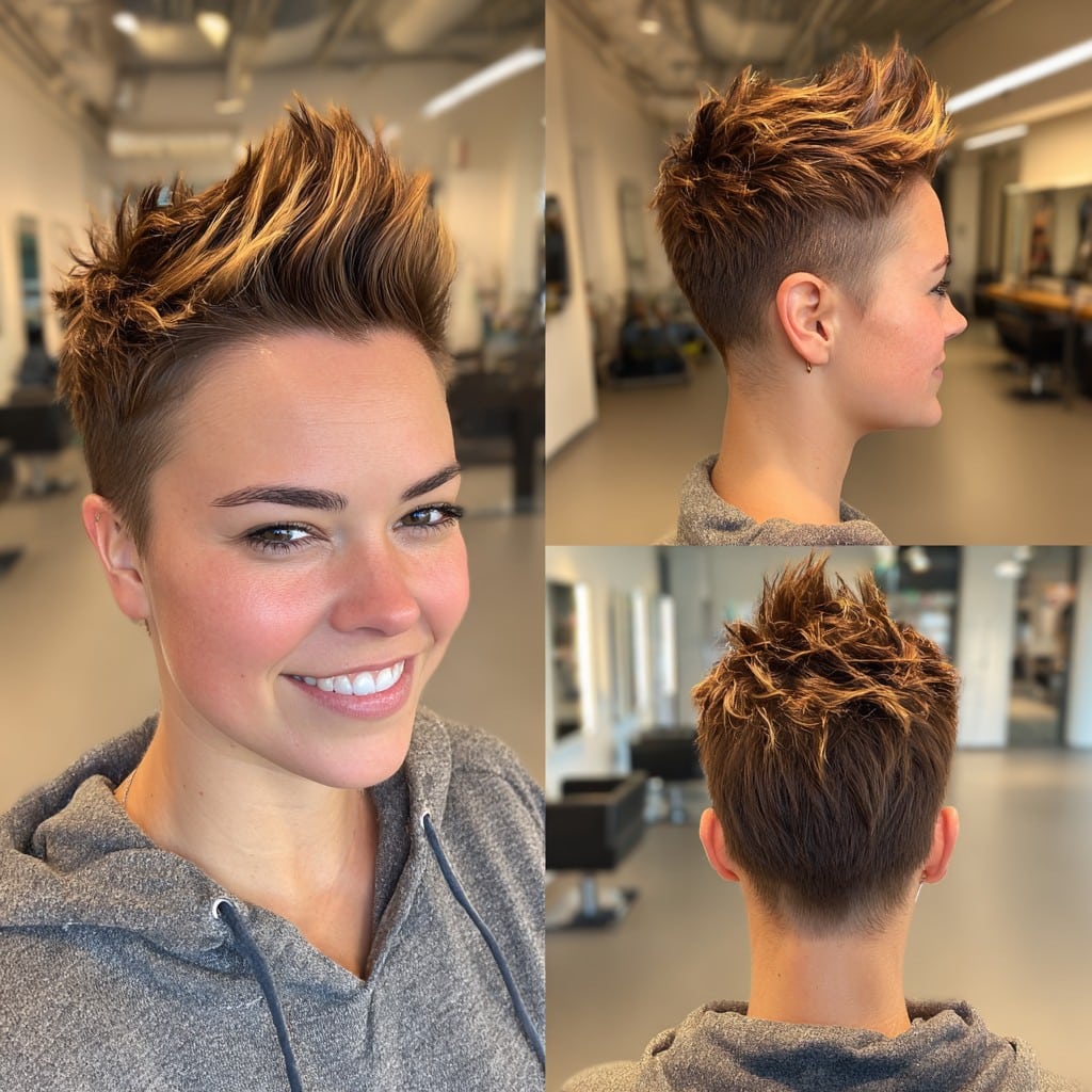 Spiked Copper-Gold Highlighted Hair