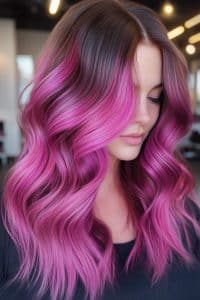 Vibrant Magenta Balayage Hair