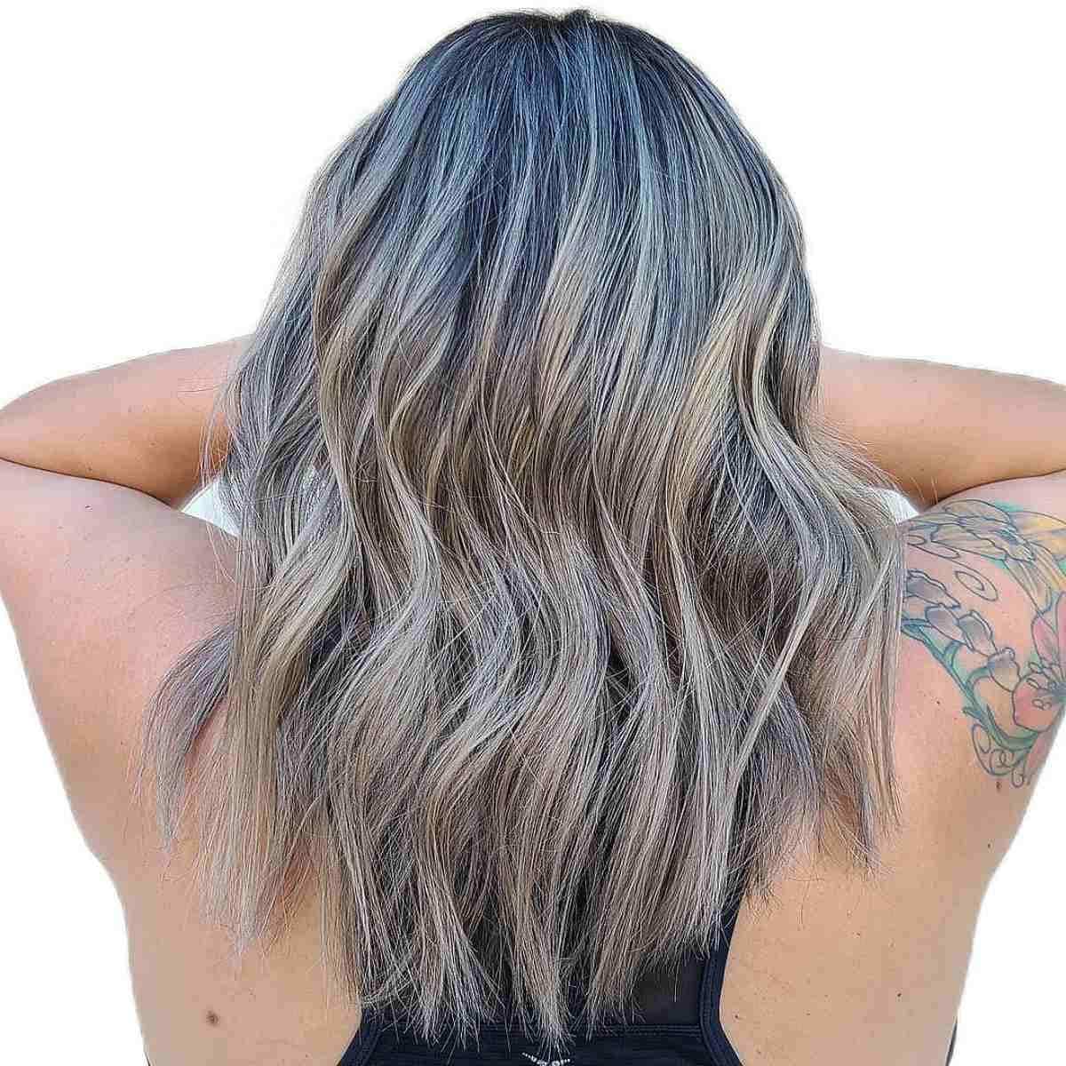 Cool Ash Blonde Balayage Hair with Babylights