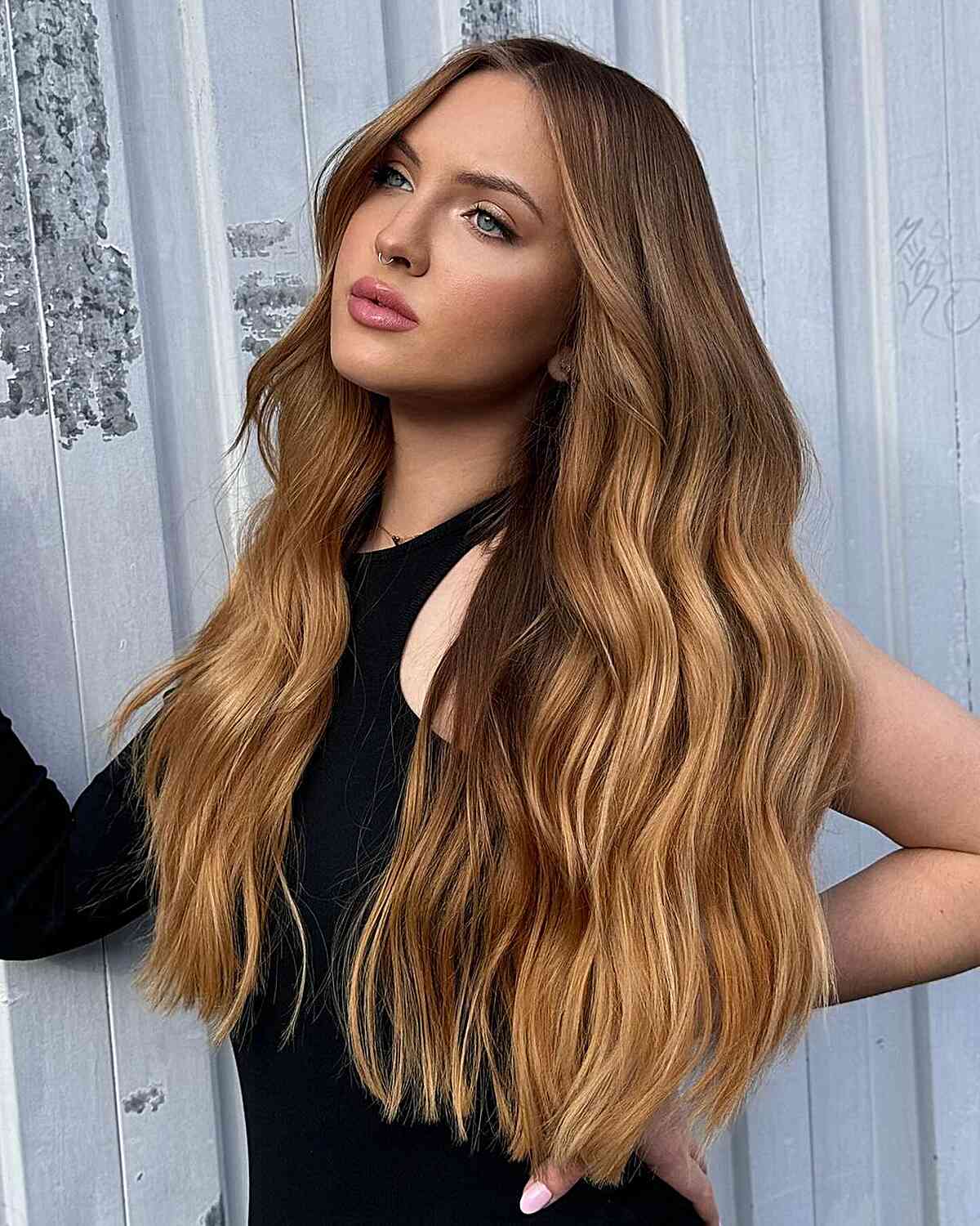 Honey Blonde Balayage for Long, Healthy Hair