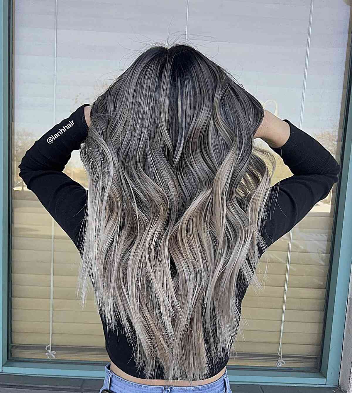 Long Pearl-Ash Ombre Hair Color