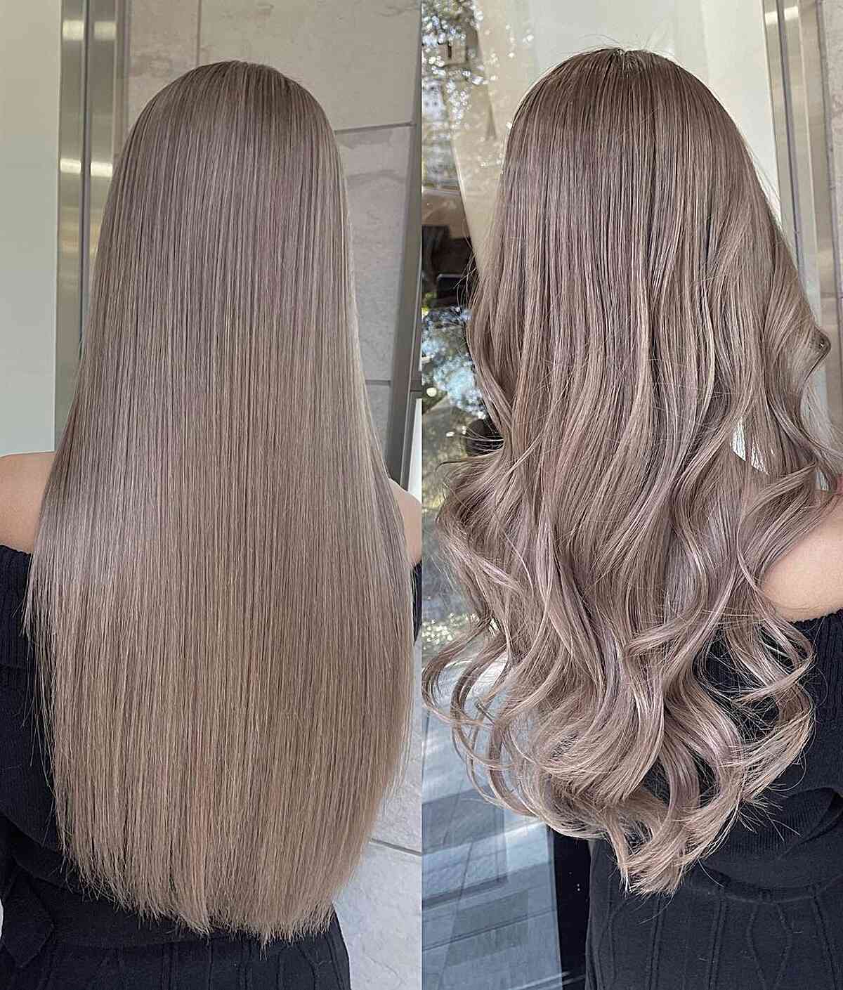 Stunning Ashy Blonde Curled Hair for girls with straight hair