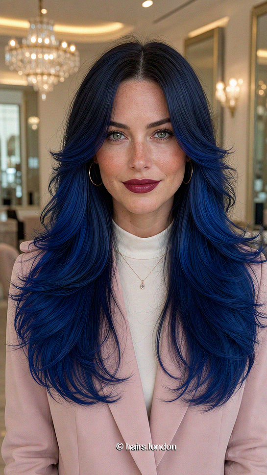 39 Bold Hair Color Ideas That Will Define 2026 Midnight Sapphire Blue Hair