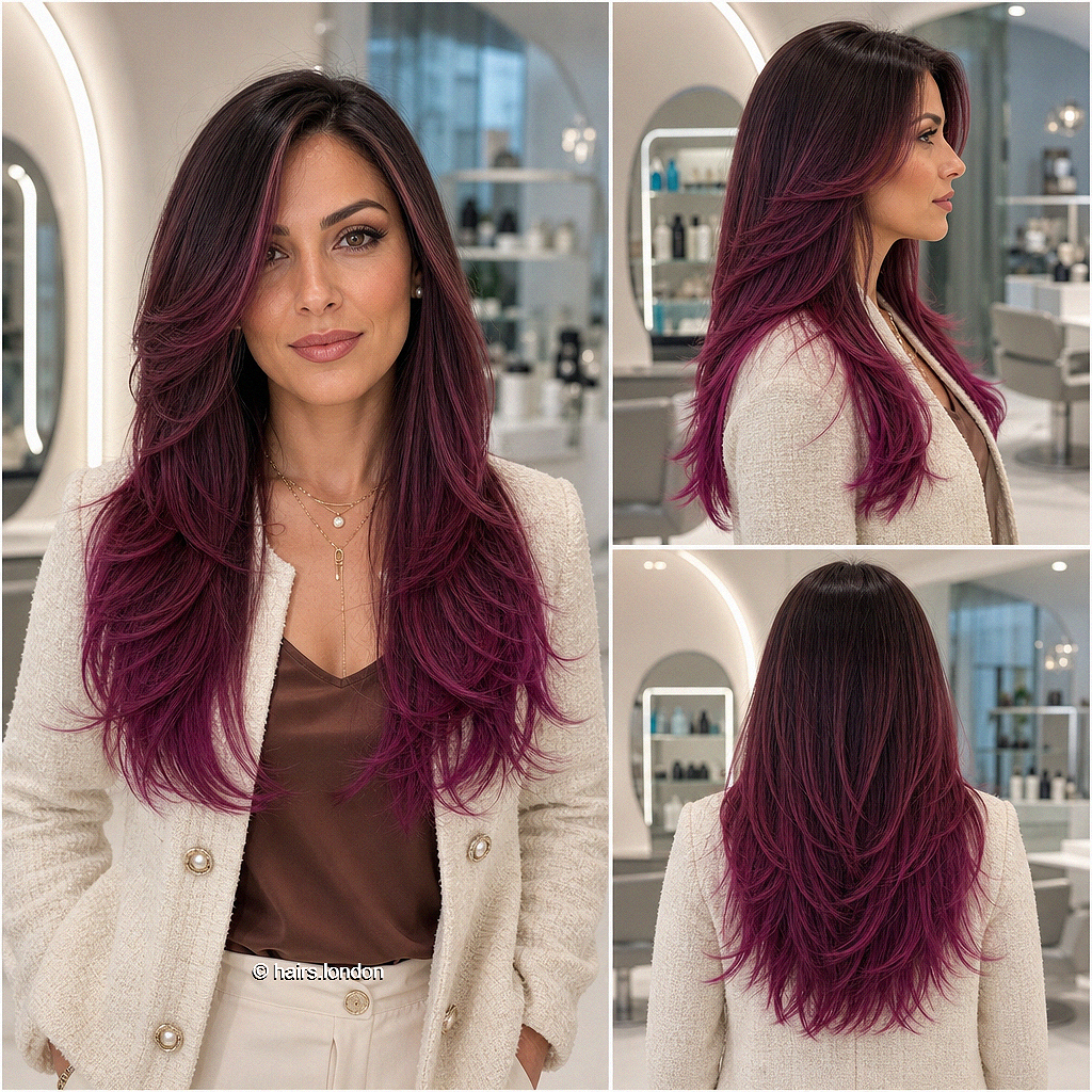 35 Stunning Purple Ombre Hair Colour Ideas for 2026 Midnight Raspberry Ombre Hair