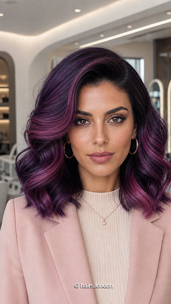 36 Chic and Luxurious Hair Colors for Winter 2026 Midnight Raspberry Amethyst Hair