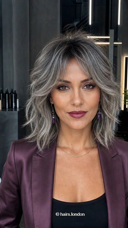 35 Fantastic Ways to Get Balayage on Medium-Length Hair Smoky Silver Graphite Hair