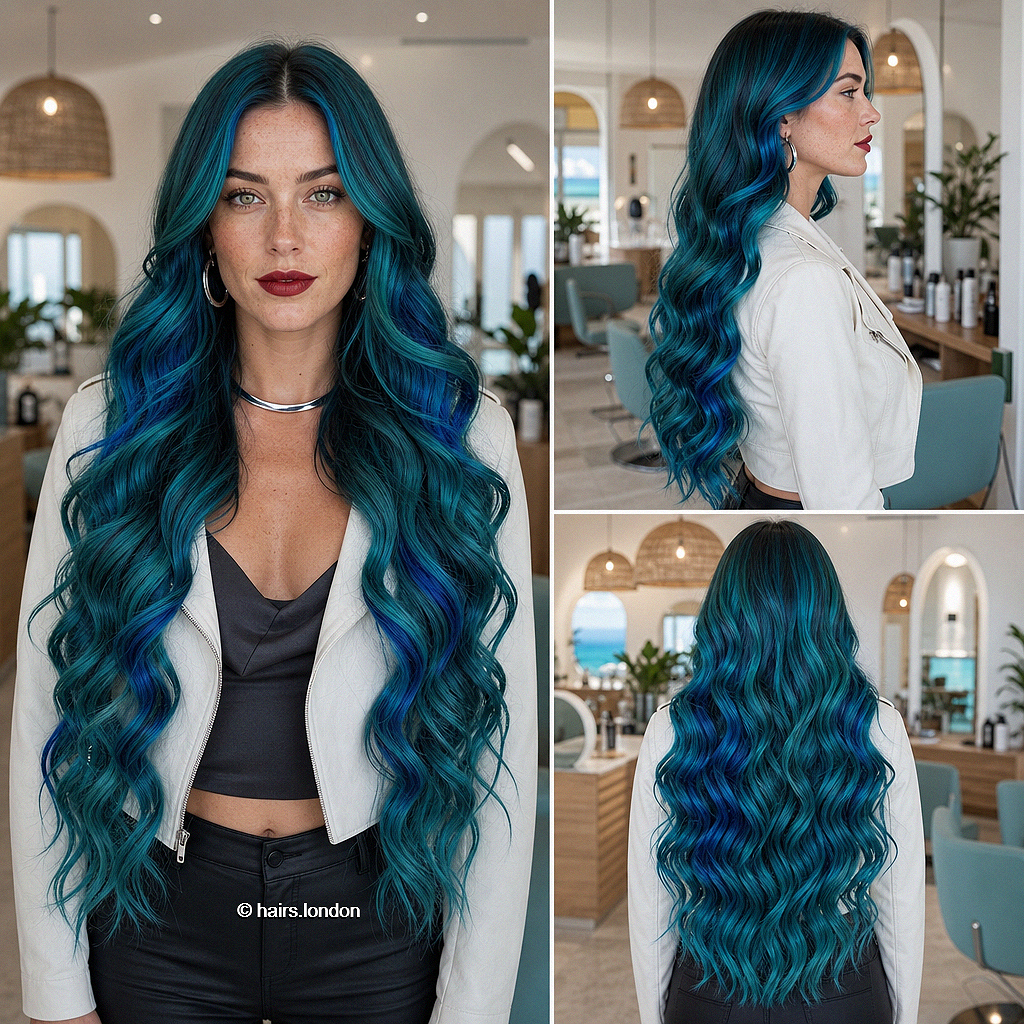 39 Bold Hair Color Ideas That Will Define 2026 Electric Teal Sapphire Hair