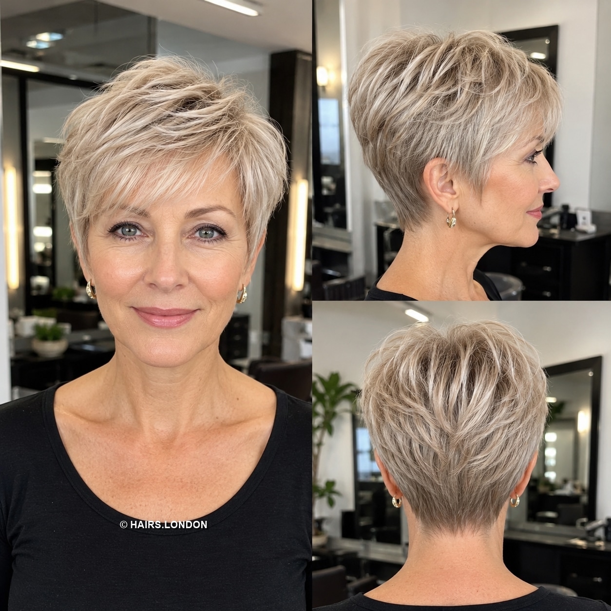 Frosted Pearl Blonde Pixie Hair