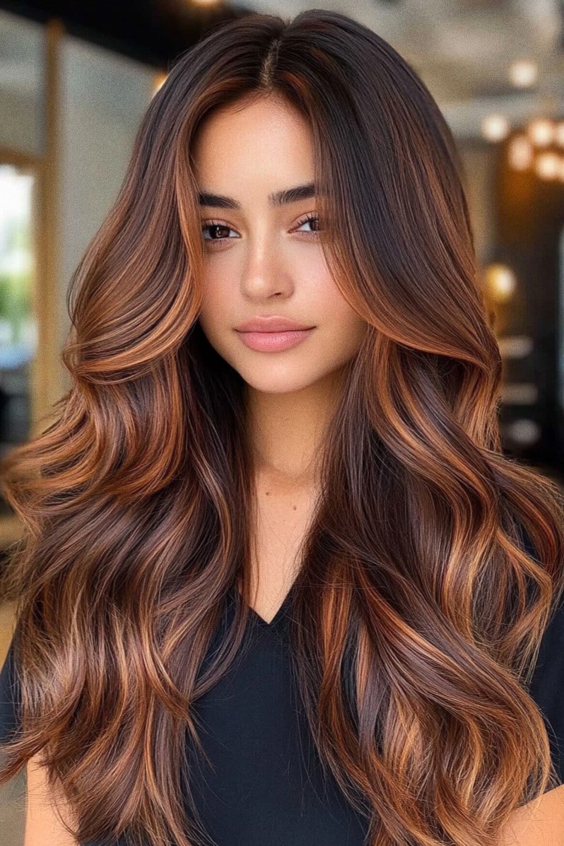 Auburn Balayage with Espresso Base