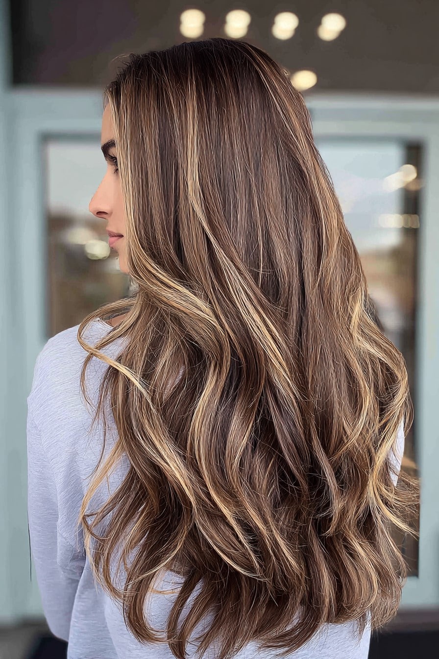 Chestnut Brown with Golden Blonde Highlights