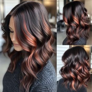 Dark Brown with Copper Highlights Hair