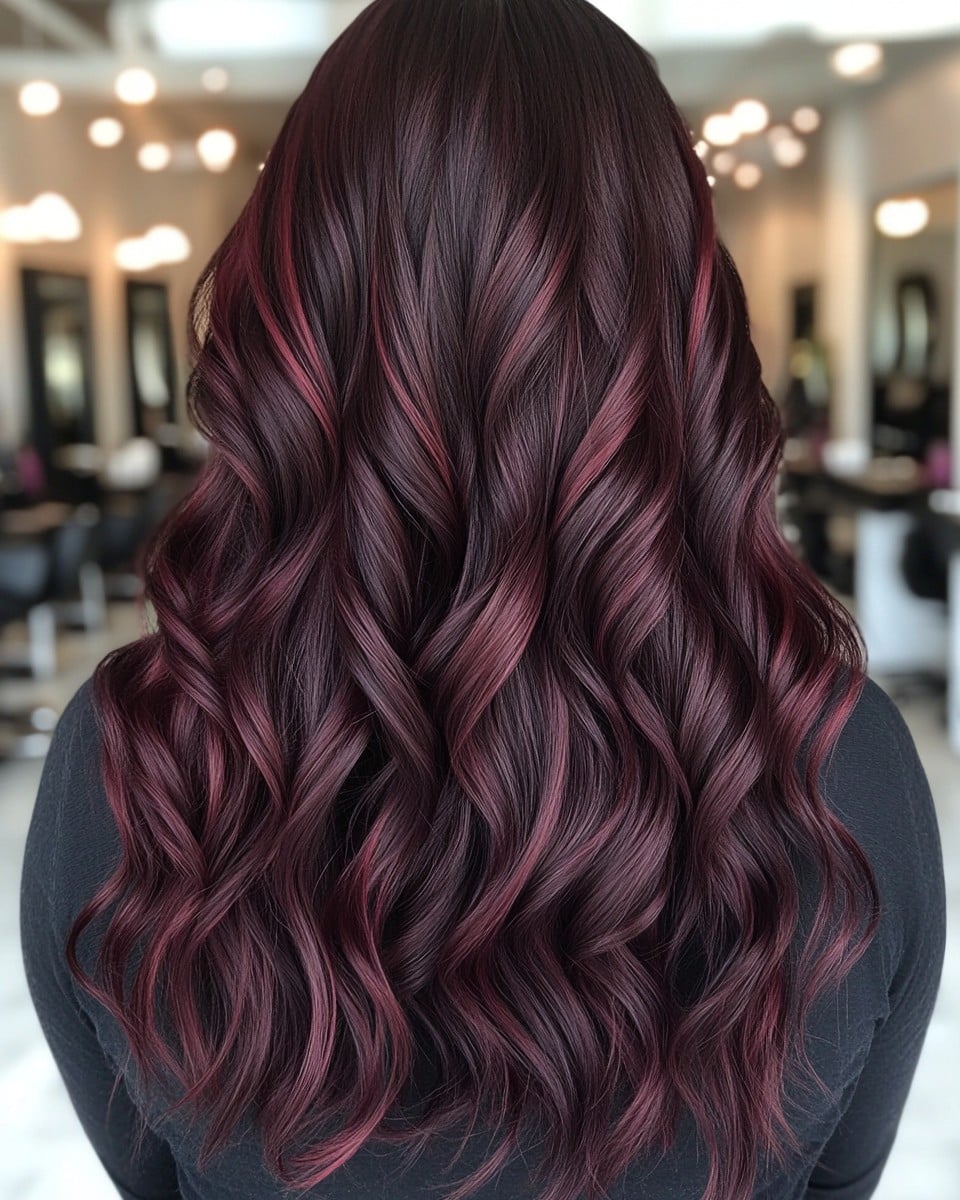 Deep Black Cherry with Subtle Plum Ribbons