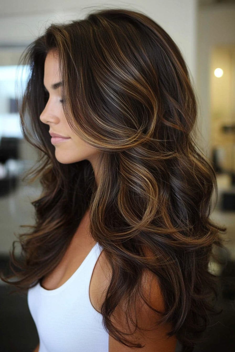 Dimensional Brunette with Golden Highlights