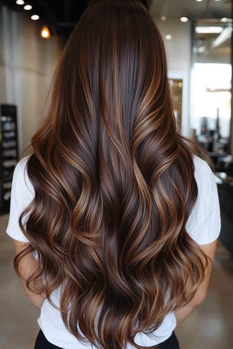 Dimensional Dark Brown with Caramel Highlights