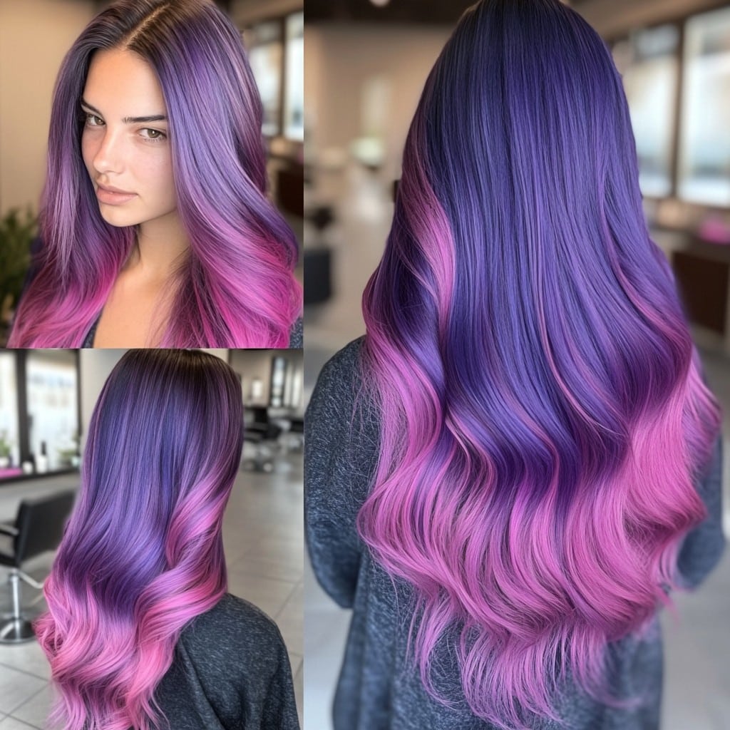 Electric Purple and Pink Ombre Hair
