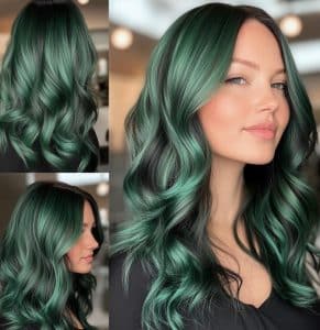 Emerald Green Balayage Hair
