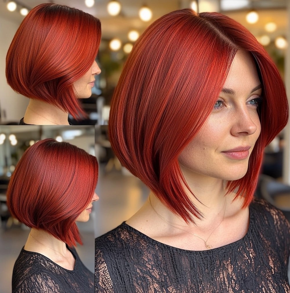 Fiery Crimson A-Line Bob
