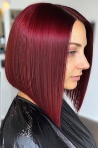 Glossy Cherry Red Bob Hair