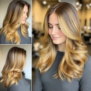 Golden Blonde Chunky Highlights Hair