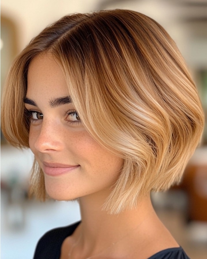 Golden Blonde Textured Bob