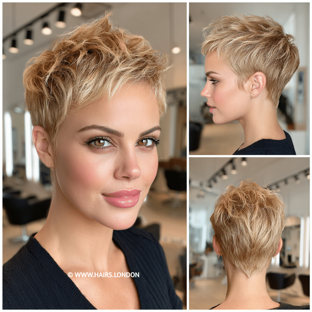 Golden Honey Blonde Pixie Hair