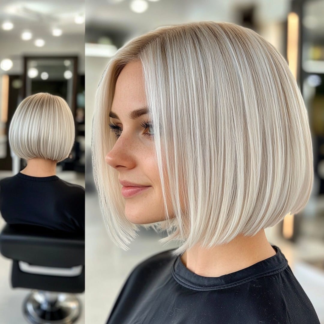 Icy Platinum Blonde Bob