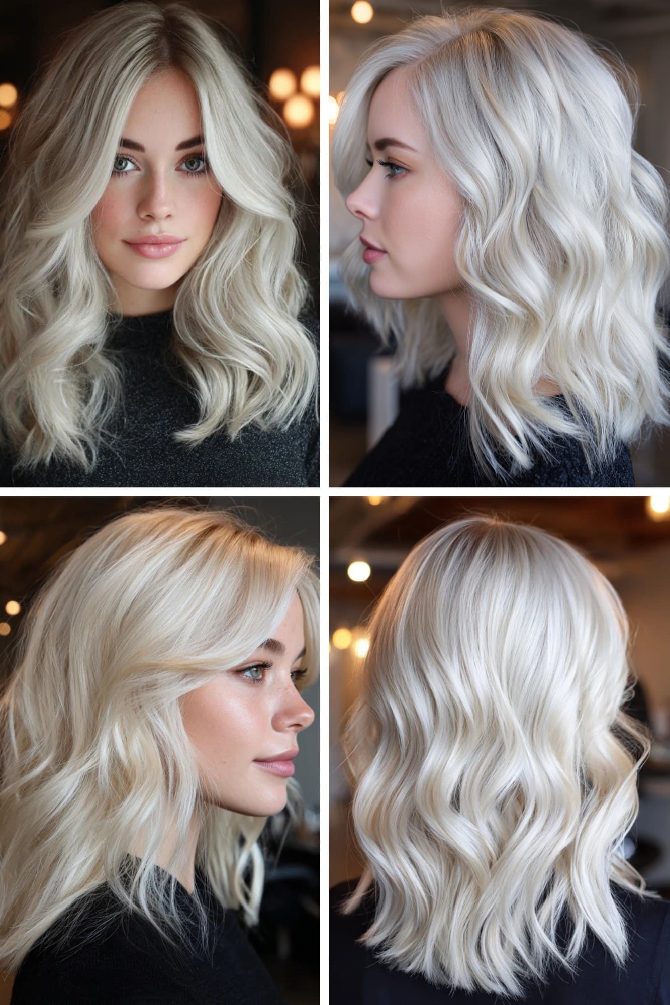 Icy Platinum Wavy Hair