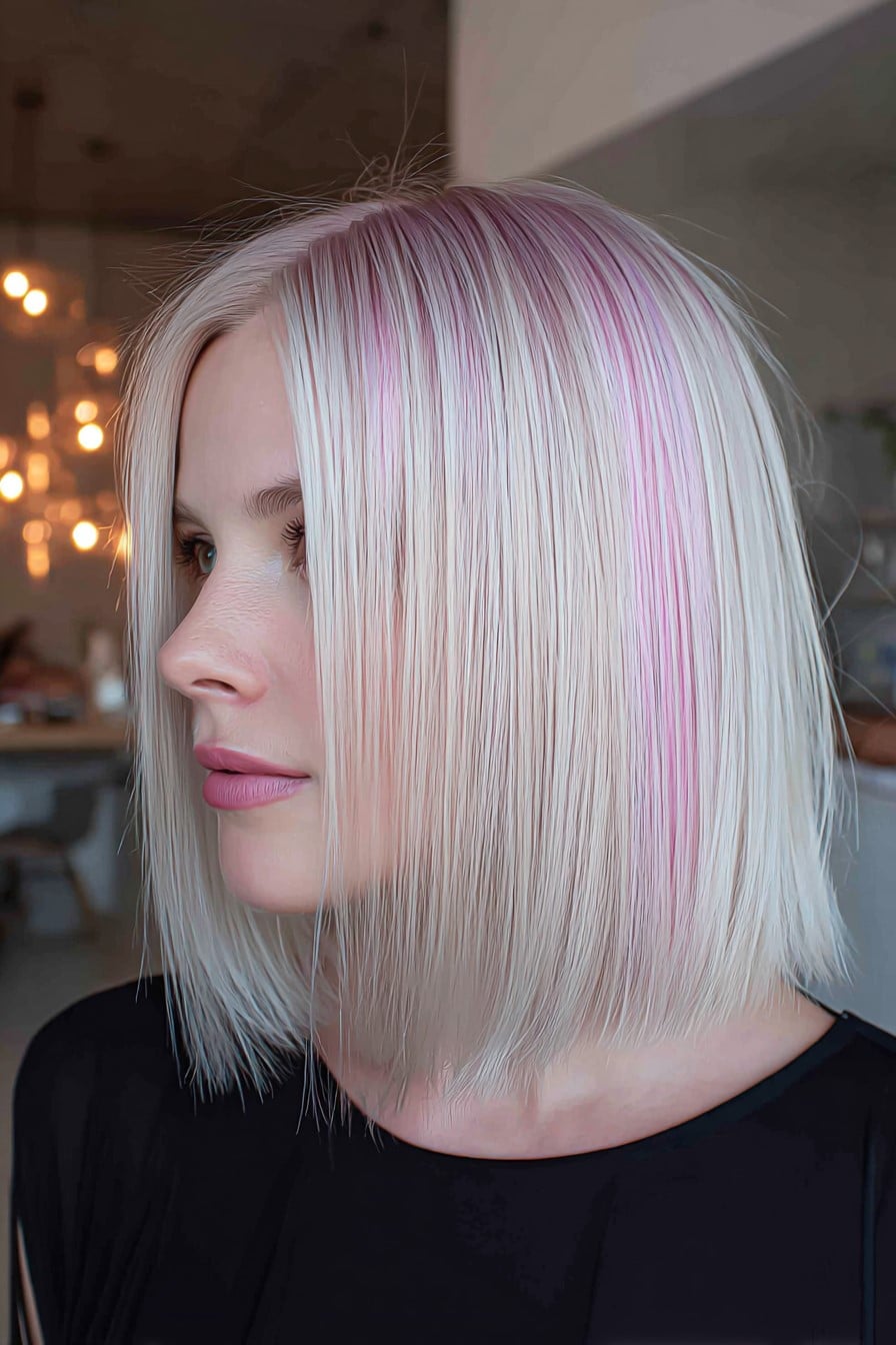 Icy Platinum with Cotton Candy Ribbons