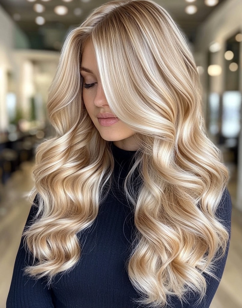 Luminous Platinum Blonde Waves
