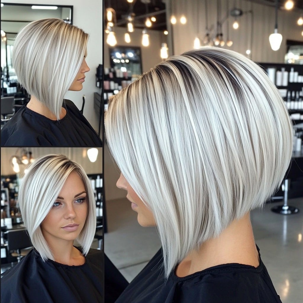 Platinum Angled Blonde Bob
