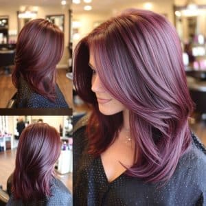 Plum Red Layered Hair