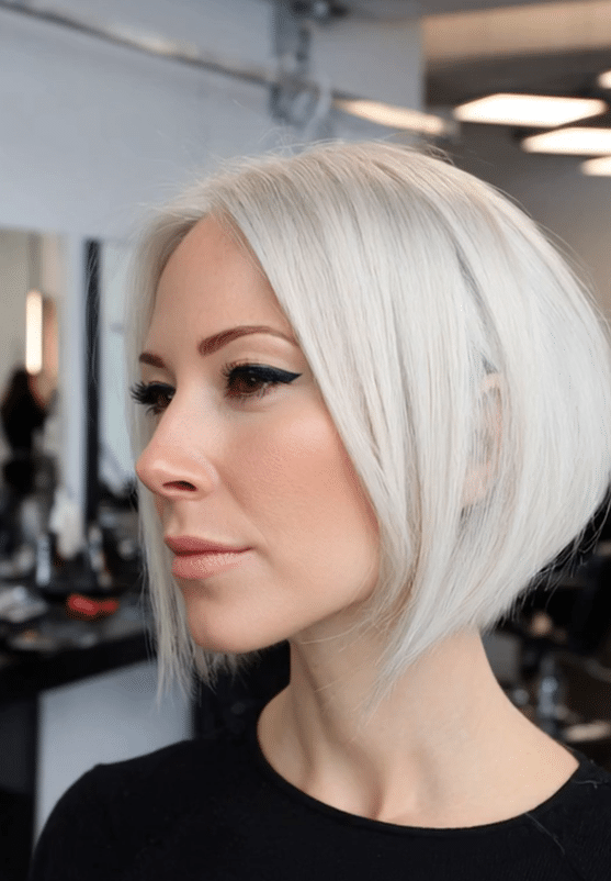 Icy Platinum Silver Bob Hair