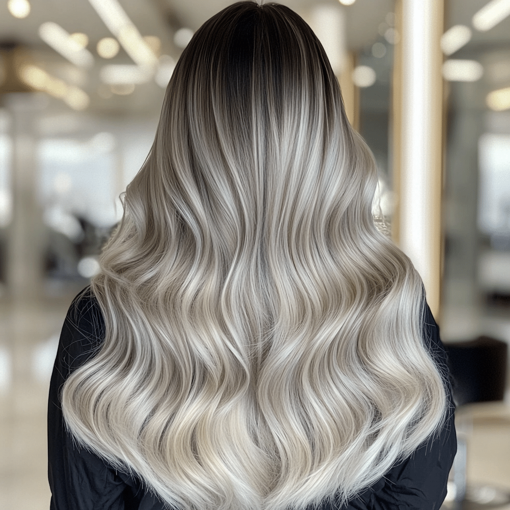 Silver Ash Blonde with Root Melt