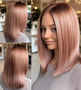 Sleek Rose Gold Hair